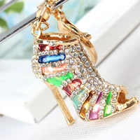 m shoe high heel multicolour charm pendant crystal purse bag keyring key chain women jewelry birthday party gift