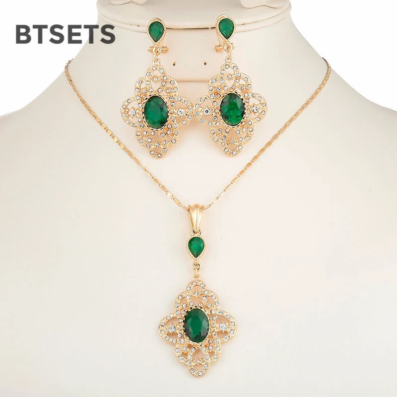 BTSETS Ювелирные наборы зеленый Свадебный женский Африканский бисер ювелирный