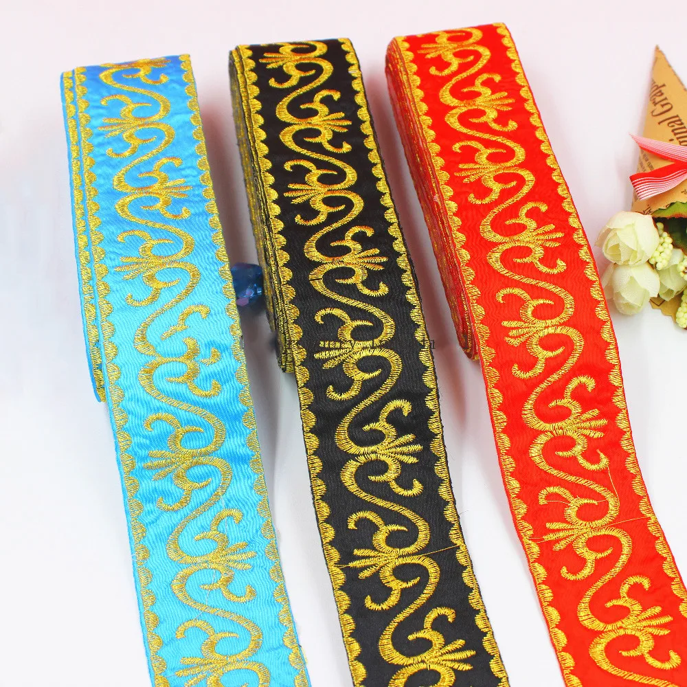 6 ярдов винтажные кружевные костюмы для косплея с золотистой вышивкой и