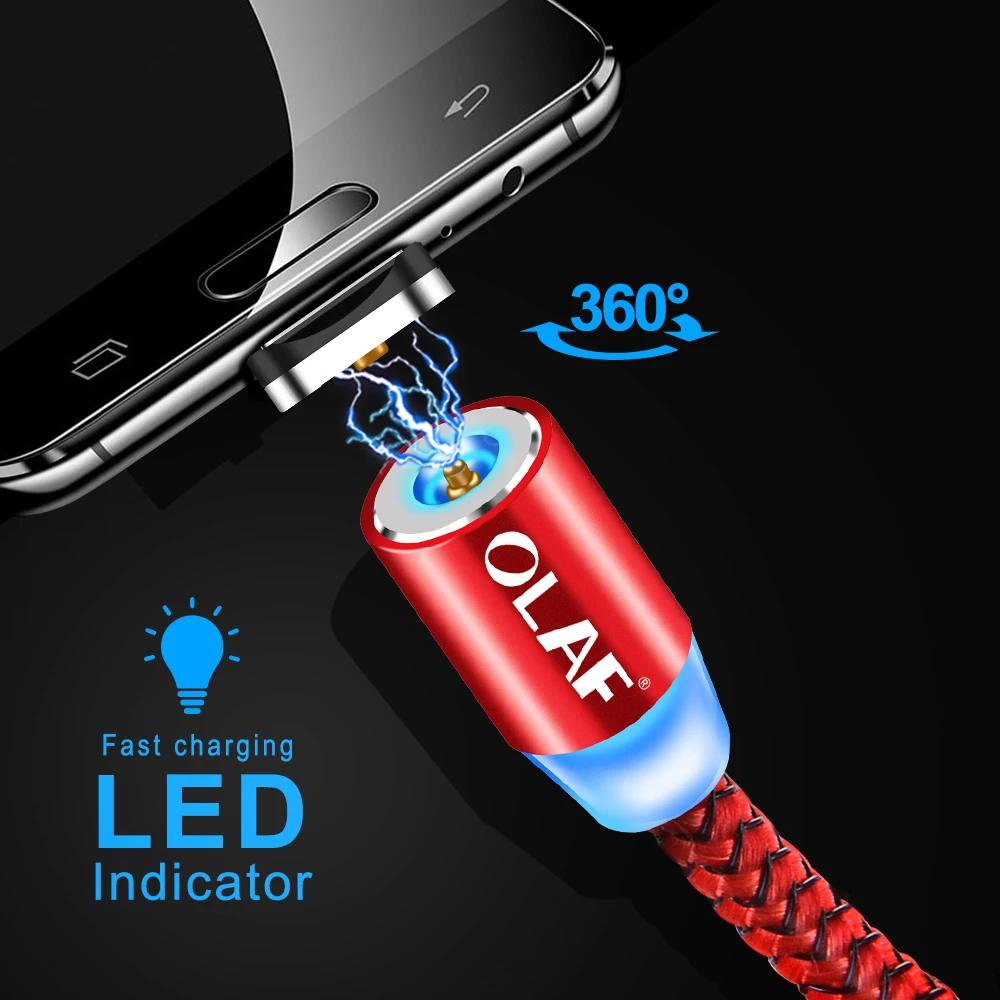 Олаф Магнитный Кабель нейлон Быстрая зарядка Магнитный Micro USB кабель для samsung Xiaomi Huawei HTC LG Microusb кабель мобильного телефона