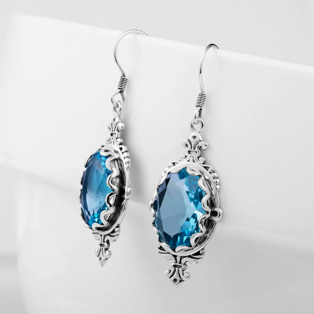 Комплект бижутерии из серебра 925 пробы с синими стразами|pendant jewelry sets|jewelry setsset blue |