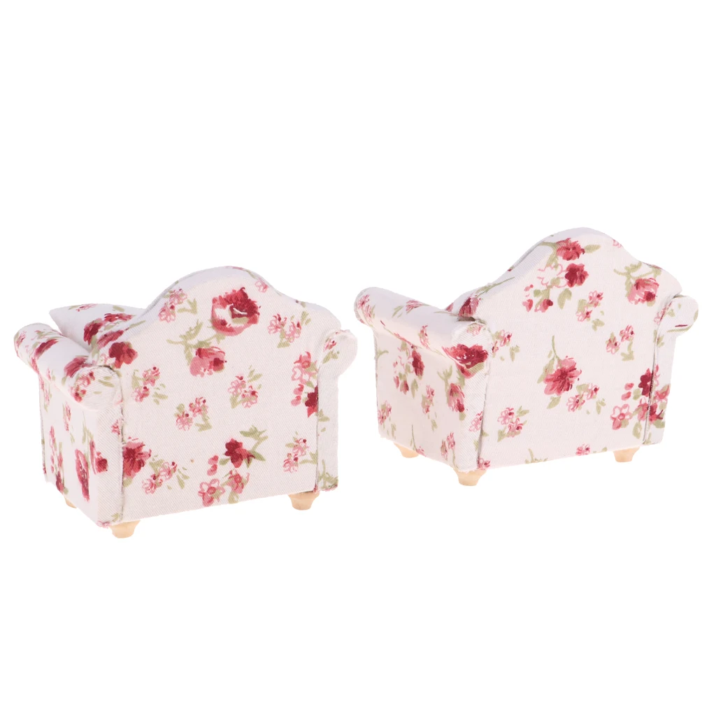 2 Set 1/12 Dollhouse Miniature Furniture Single Sofa Couch Cushions Living Room Accessories | Игрушки и хобби