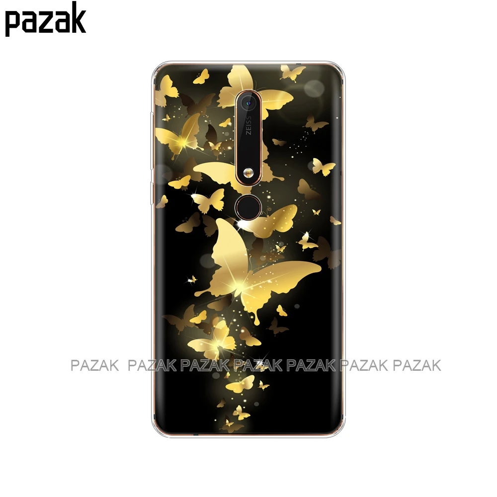 Силиконовый чехол для nokia на возраст 1, 2, 5, 3, 6, 7, 8, 9, nokia 6 6,1 3,1 2,1 5,1 плюс x5 x6 Чехол Мягкий ТПУ прозрачный чехол для телефона с изображением бабочки цветка - Цвет: 61402