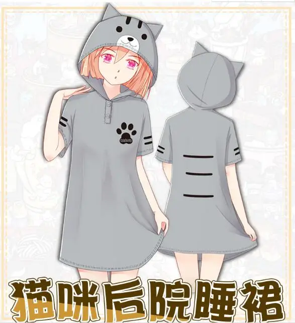Аниме Неко Atsume толстовки Manzokusan флисовое пальто кошка с заднего двора уши фрак