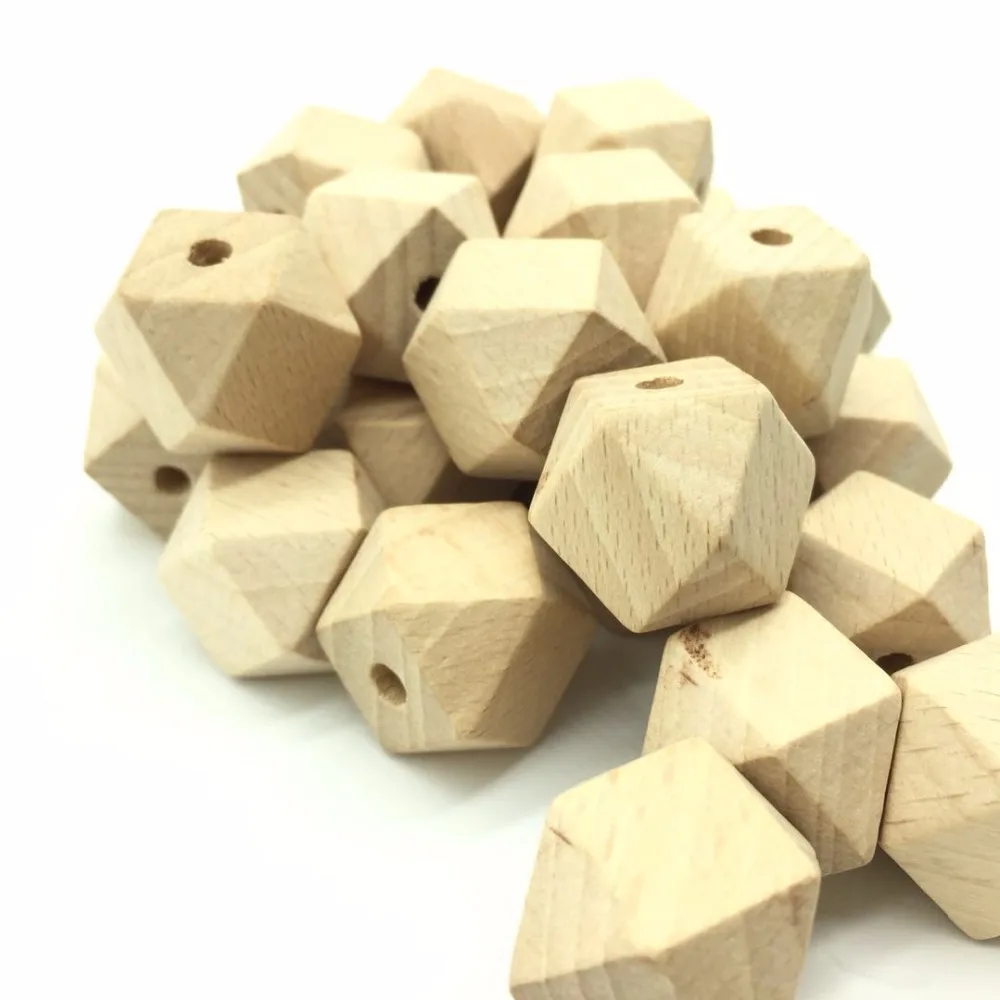 

Teeny Teeth 20PCS Organic Beech Wood 20MM Unfinished Geometric Teether Beads Hexagon Teething Wooden Beads DIY Accessories Beads