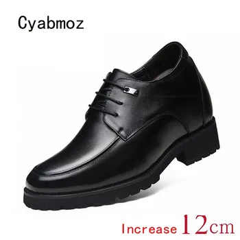 Cyabmoz Men Genuine Leather Height Increasing Elevator Shoes Increase Men's Height 12CM 8CM Invisibly Business Wedding Man Shoes