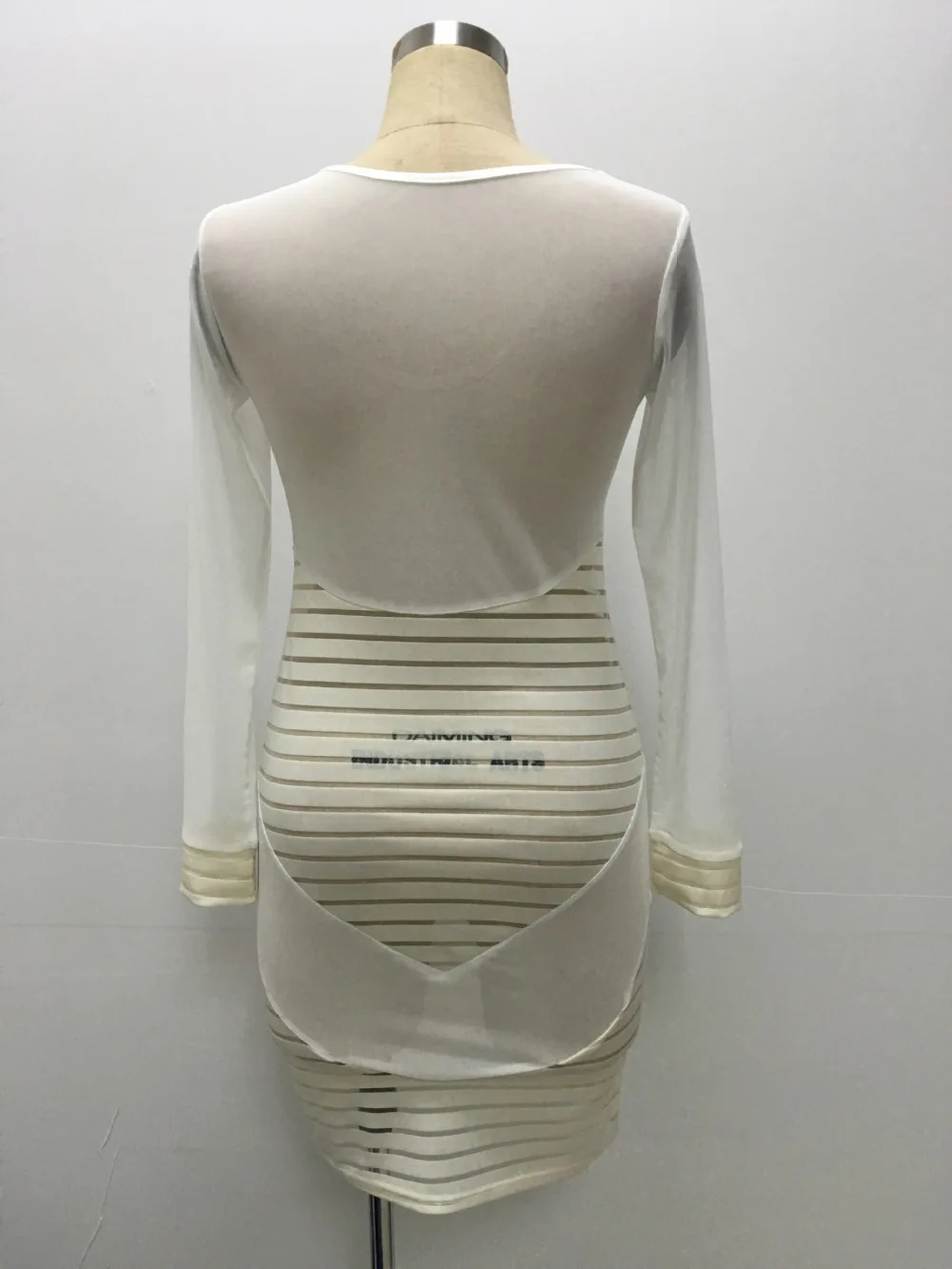 2016 Женщины Белый Bodycon Клубные Платья С Длинным Рукавом Лоскутная Сетки Оболочка