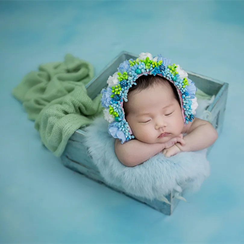 Handmade Lilac Baby Girl Flower Bonnet Lovely Flora for Newborn Photography Props Infant Hat Ruffle | Детская одежда и обувь