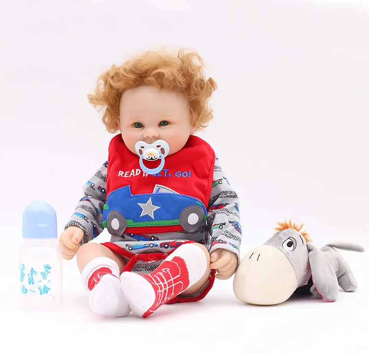 Brown curly hair Bebe reborn silicone baby boy dolls 50cm can Washed newborn babies alive bonecas menino DIY toy | Игрушки и хобби