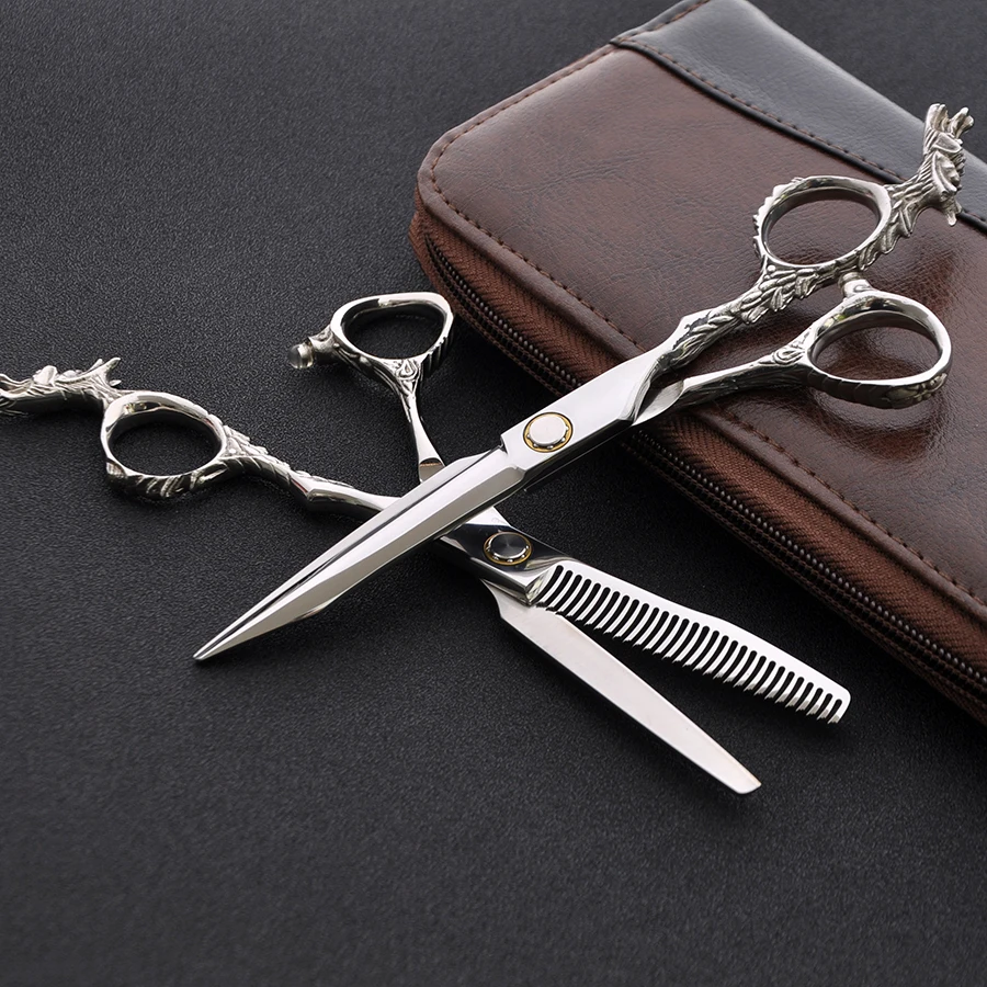 6-дюймовые профессиональные ножницы для стрижки волос и филировочные с ручкой в