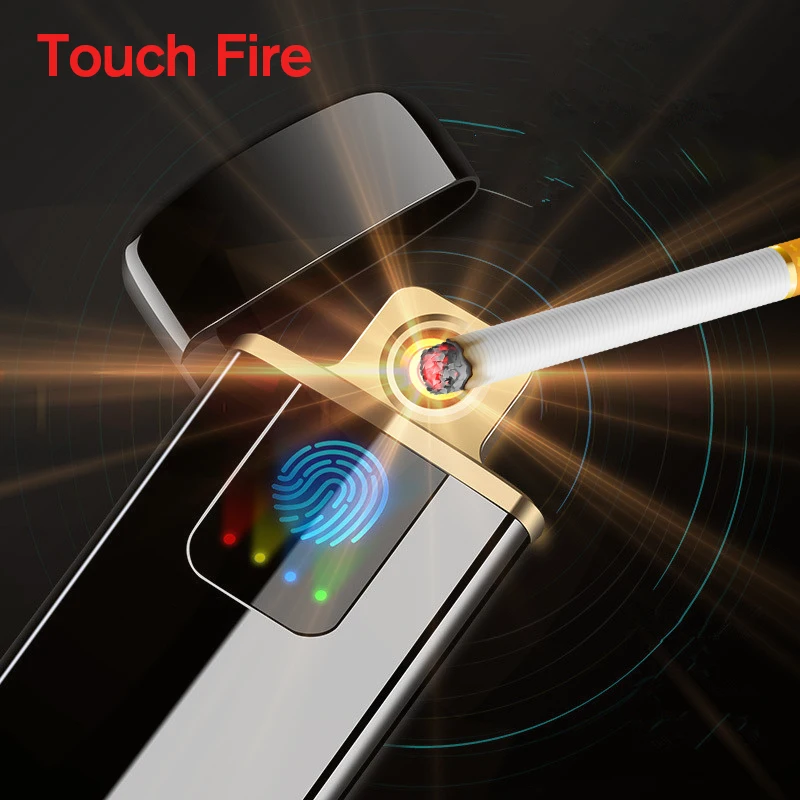 Индукция отпечатков пальцев Usb Электронная Зажигалка Ветрозащитная