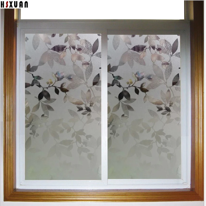 translucent leaf Sunscreen decorative window film 50x100cm frosted No glue static glass sticker paper Hsxuan brand 500820 | Дом и сад