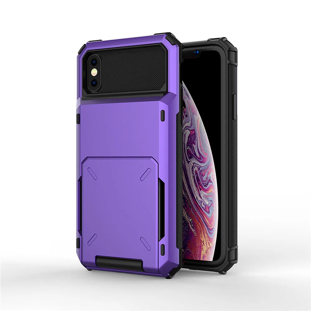 Для iPhone X 7 8 Plus XS MAX 6 Чехол с откидной крышкой и отделениями для карт бизнес-чехол для iPhone XR 7 7+ 6 6S X 10 чехол для iPhone 8 XR XS - Цвет: Purple