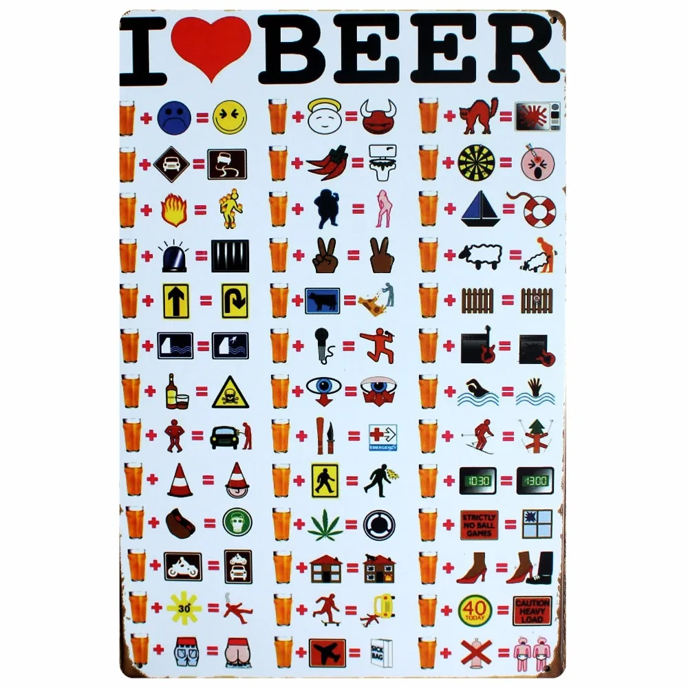 I Love Beer Tin винтажные металлические знаки Plates для стены бара гаража домашнее