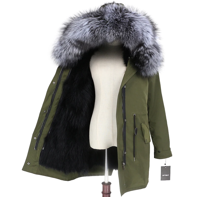 OFTBUY пальто с натуральным мехом, зимняя куртка для женщин, натуральный Лисий мех, водонепроницаемая парка, съемная верхняя одежда, Толстая теплая уличная одежда, бренд