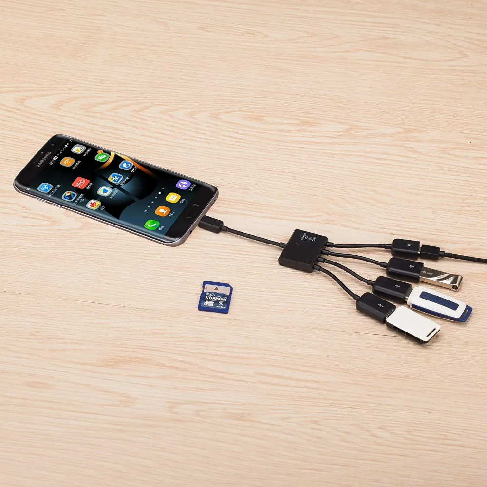4 портовый микро USB OTG зарядный концентратор кабель переходник адаптер для