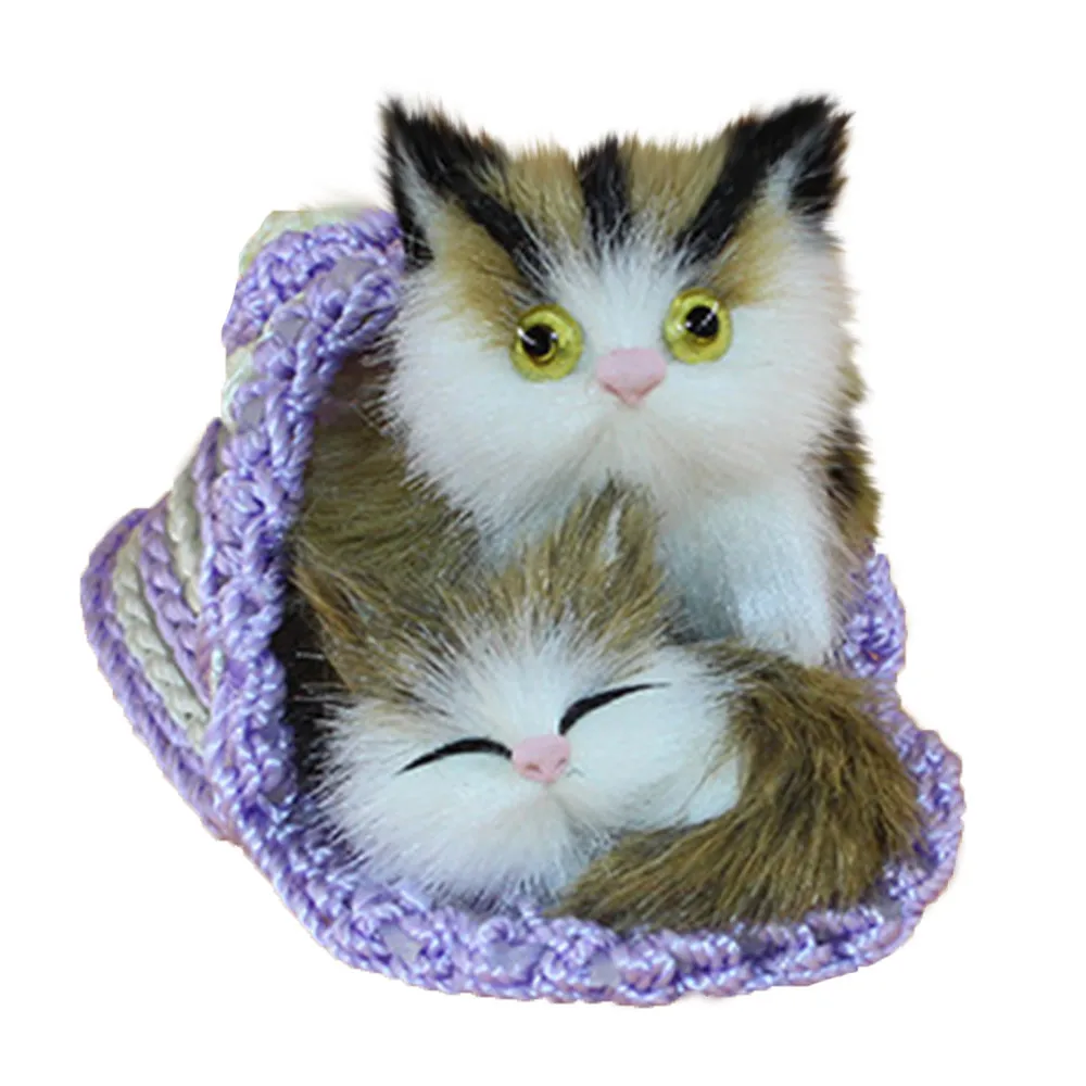 purple Новые милые игрушки, милые плюшевые 2 кошки, мягкие игрушки, куклы, реалистичное моделирование, подарки для детей и взрослых, наслаждайтесь особенным offers_18 - Цвет: purple