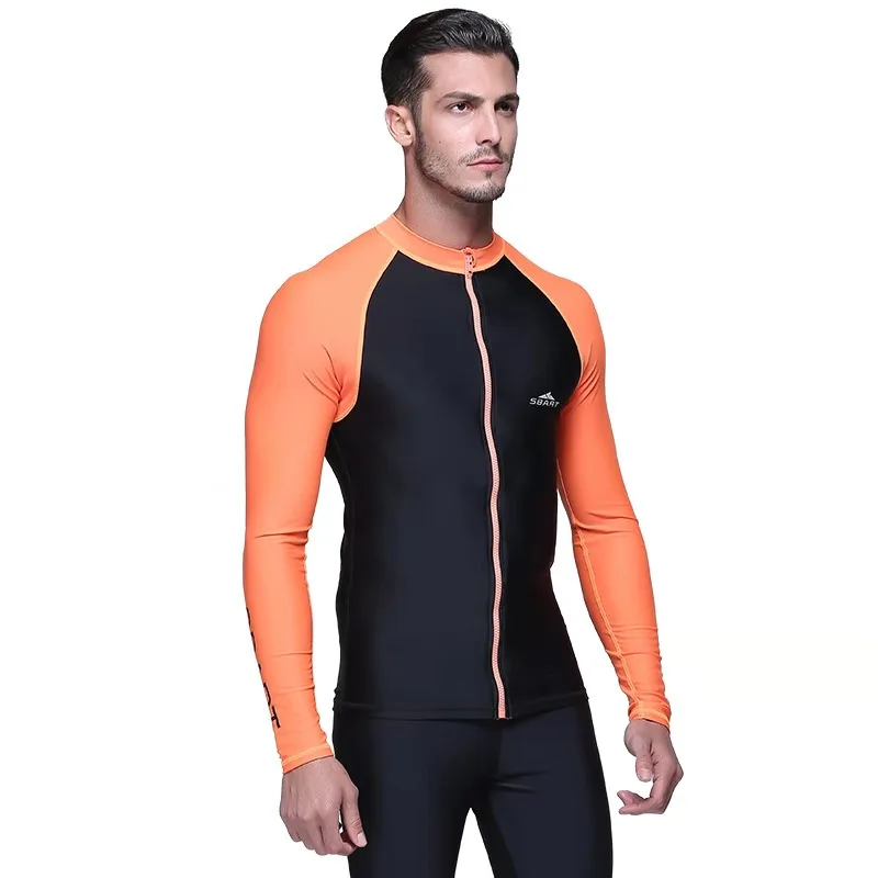 Sbart плавательные Футболки с длинным рукавом купальники мужские топы костюмы для