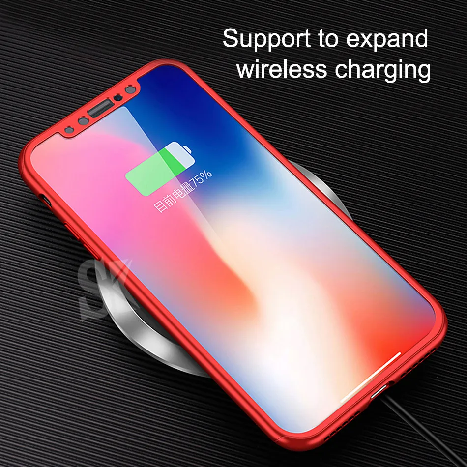 SK полная защита 360 чехол для Iphone X ПК Жесткий корпус Защитная крышка х с закаленным