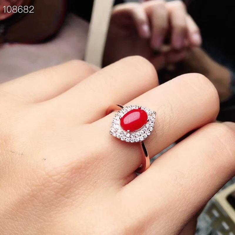 Серьги и кольцо KJJEAXCMY Boutique jewels из серебра 925 пробы с натуральным красным
