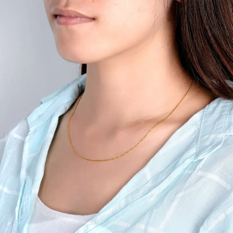 LOVERJEWELRY фантастическое круглая цепочка колье Твердые 18K/750AU желтое золото длина 18