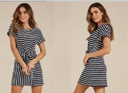 Женское мини платье с коротким рукавом круглым вырезом длиной выше