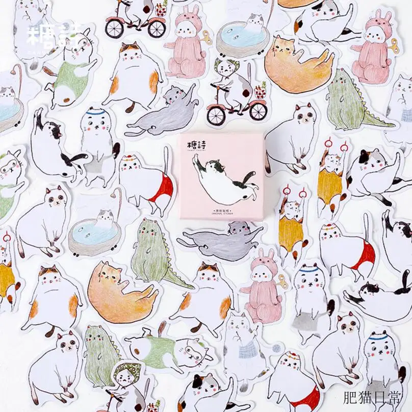 45 шт./лот Fat cat Мини Декоративные наклейки Клейкие DIY украшения дневник японские
