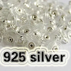 пластиковые и металлические серьги назад пробка / посеребренные ювелирные