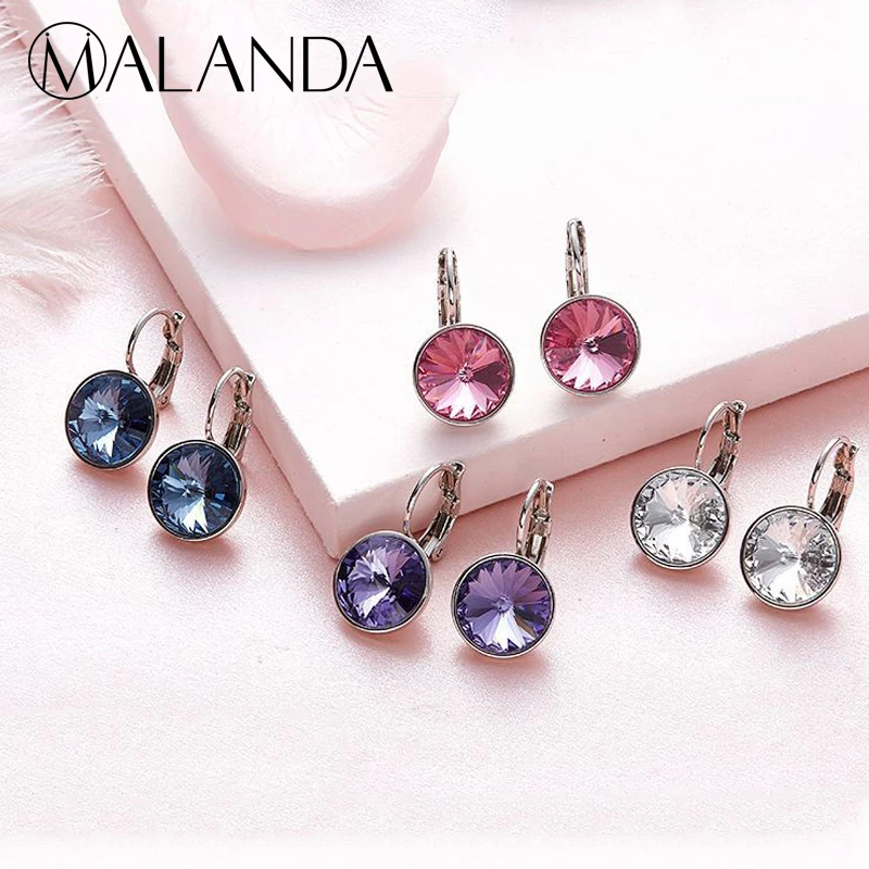 MALANDA брендовые Роскошные серьги гвоздики с кристаллами Swarovski для женщин