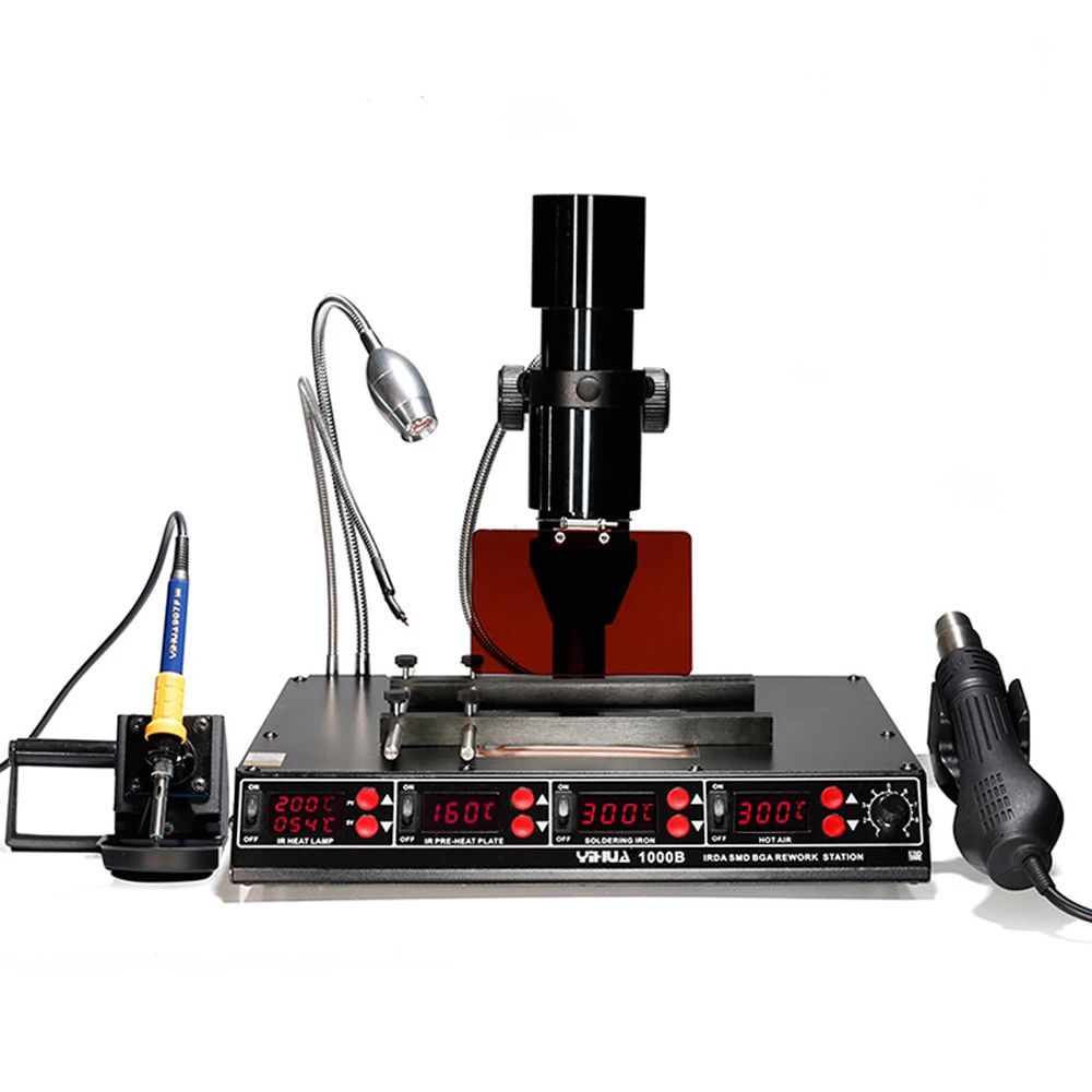 YIHUA 1000B 3 функции в 1 Инфракрасная паяльная станция SMD горячего воздуха+ 75 Вт паяльники+ 540 Вт станция предварительного нагрева 110 В/220 В