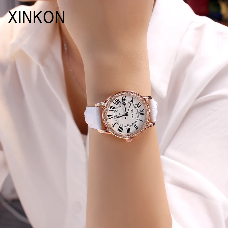 XINKON Fashion Women Watches Lady Watch Luxury Leather Quartz Wrist Girls Ladies Gifts Students Present Dropshipping | Наручные часы