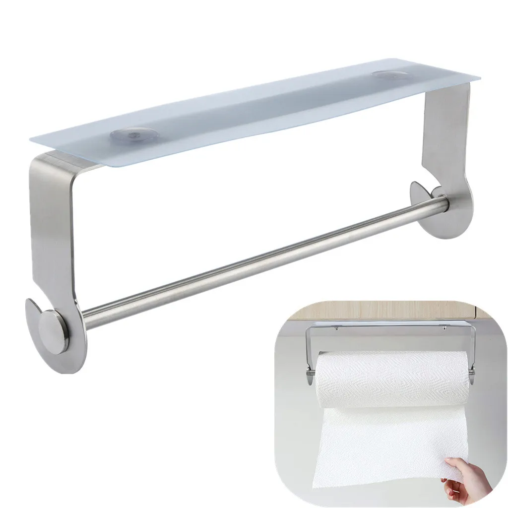 Kitchen Self-adhesive Roll Paper Holder Towel Storage Rack Tissue Hanger Cabinet Hanging Shelf Bathroom toilet paper holder | Дом и сад