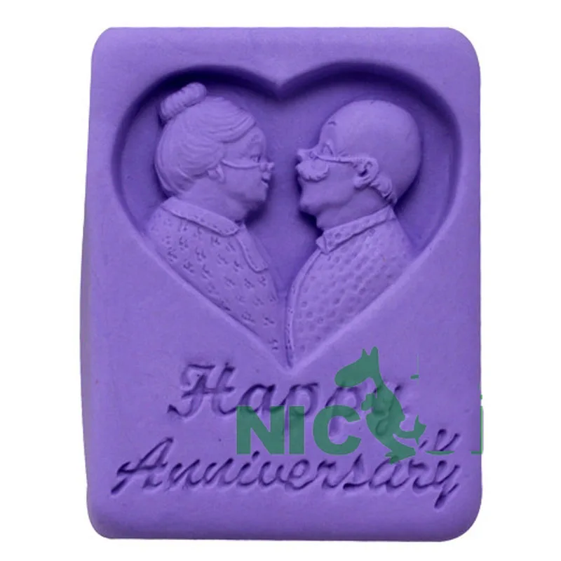 1pcs Grow old together silicone soap mold happy Anniversary Chocolate mould baking cupcakes moldes fondant pastry tools | Дом и сад