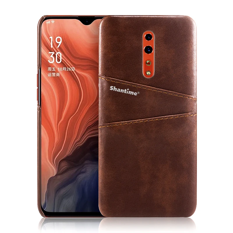 Brown Роскошная винтажная Обложка на заднюю панель из искусственной кожи для OPPO Reno чехол для телефона для OPPO Reno Z чехол со слотом для карт - Цвет: Brown