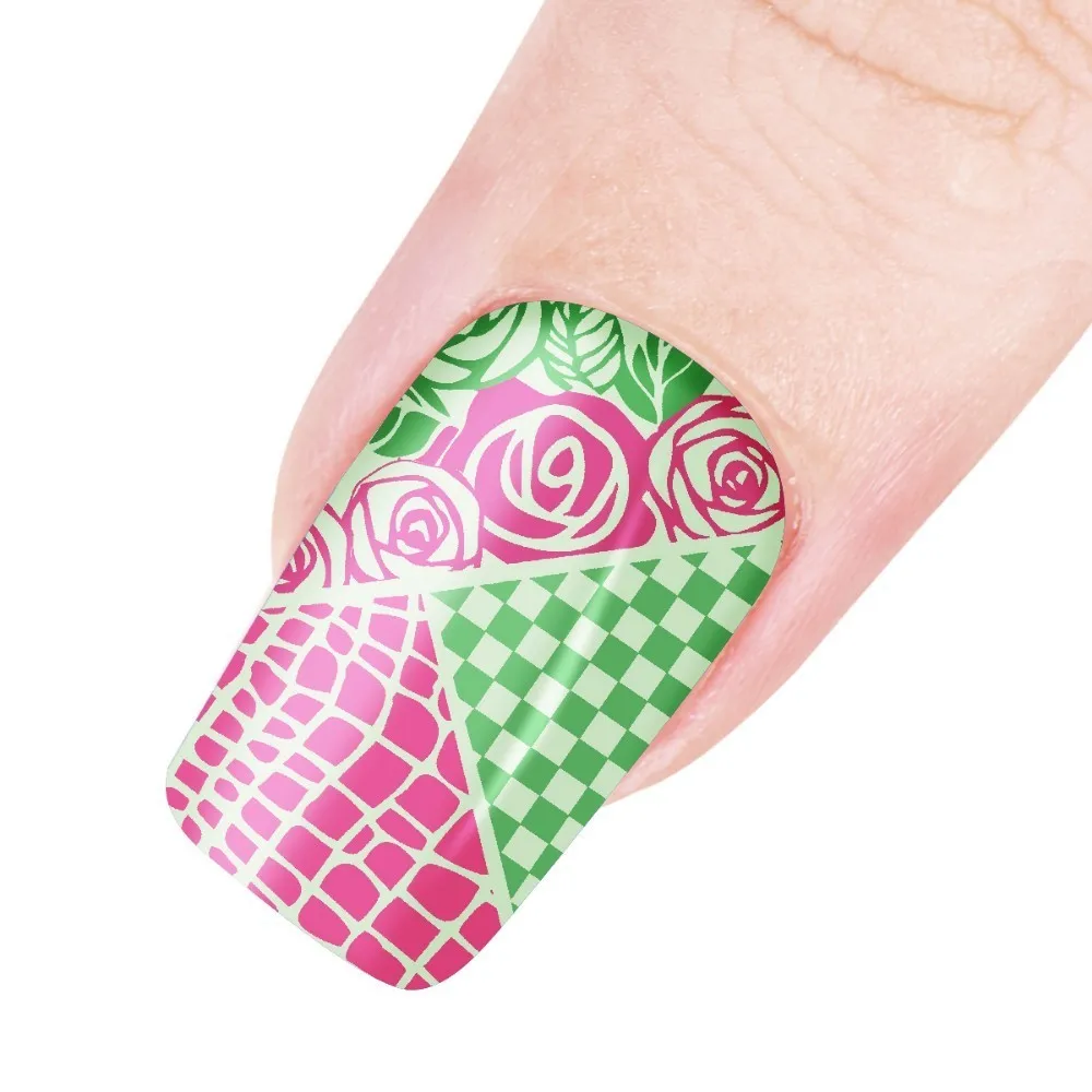 Beautybigbang штамповочная пластина из нержавеющей стали 6*12 см цветок Gingham лоскутное изображение пластины для штамповки ногтей XL-052