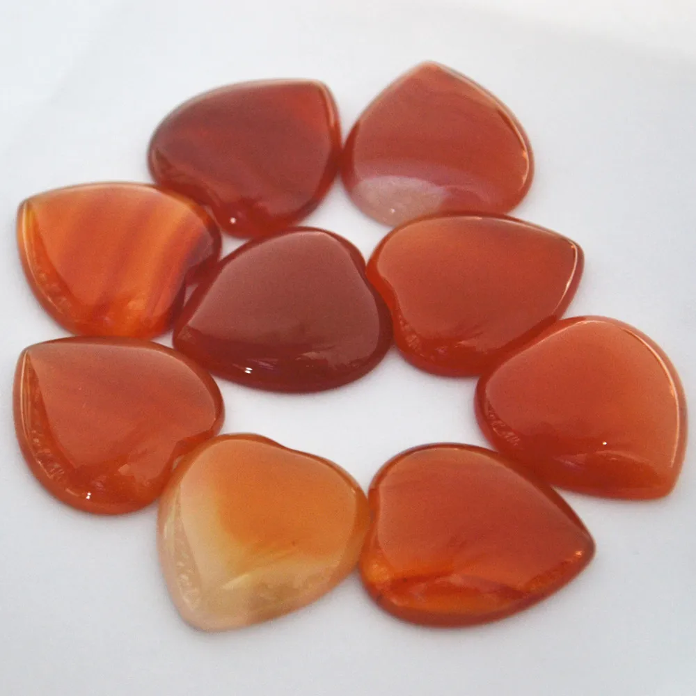 

Fashion Natural Stone Heart Shape Cabochons CAB Onyx Red Carnelian Top Quality Beads For Jewelry Making 23x25mm Wholesale 20Pcs