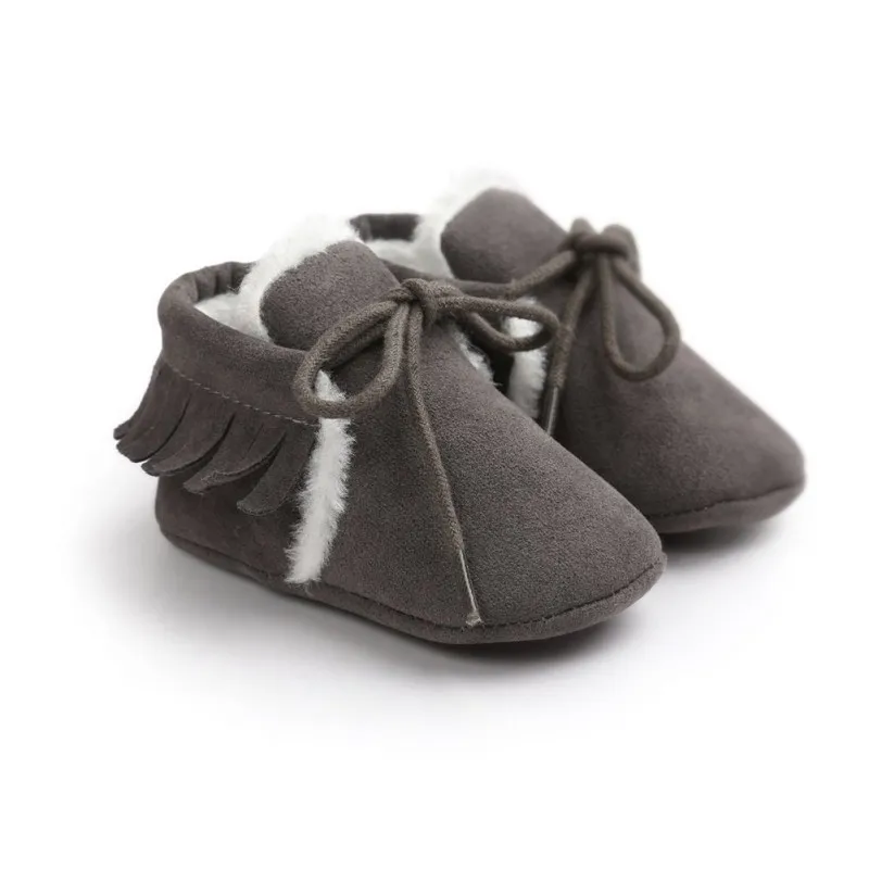 

Baby Boy Girl Moccasins Shoes Fringe Soft Soled Non-slip Footwear Crib Shoes PU Suede Leather First Walkers