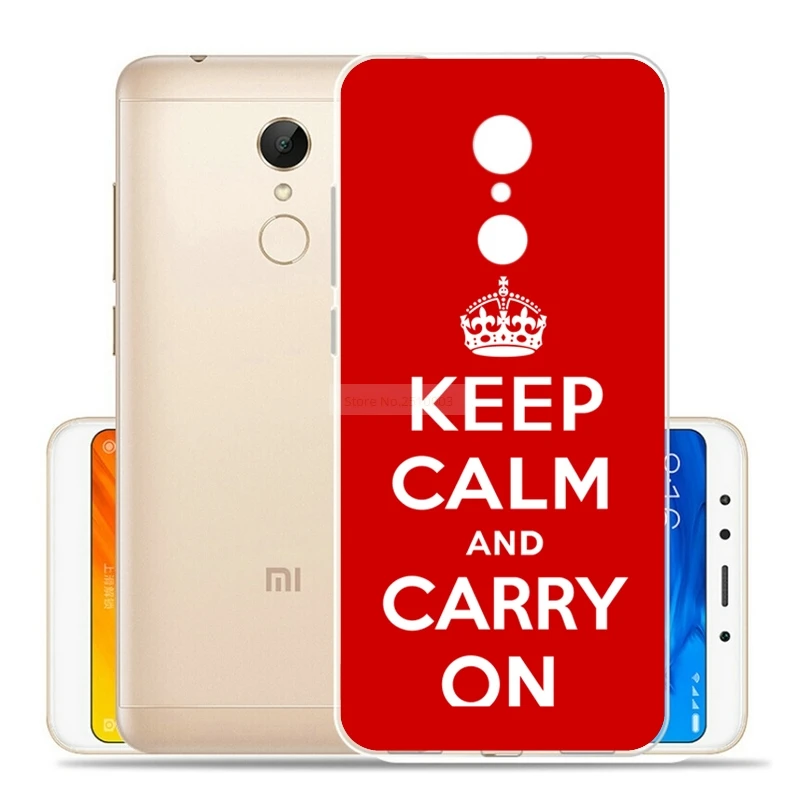 Тонкий мягкий принт ТПУ силиконовый чехол для Xiaomi Redmi 5 7 &quotKeep Calm Cover Чехлы |