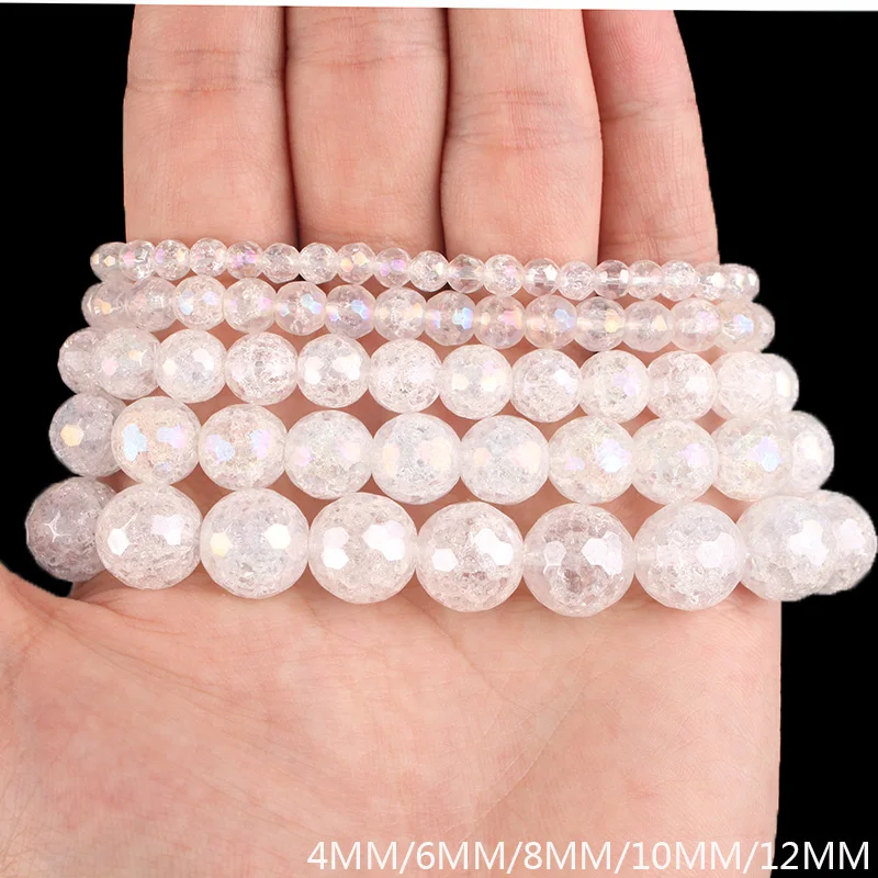 Круглые бусины AB с натуральным камнем цветные граненые белые белоснежные