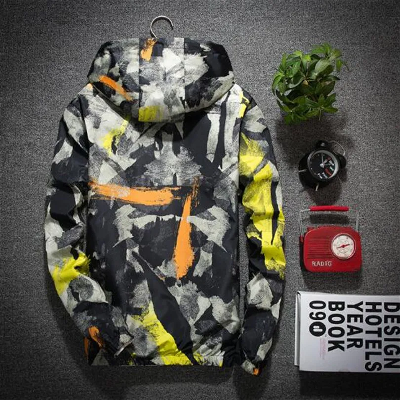 Модные 2017 новые мужские повседневные куртки с камуфляжным принтом толстовки