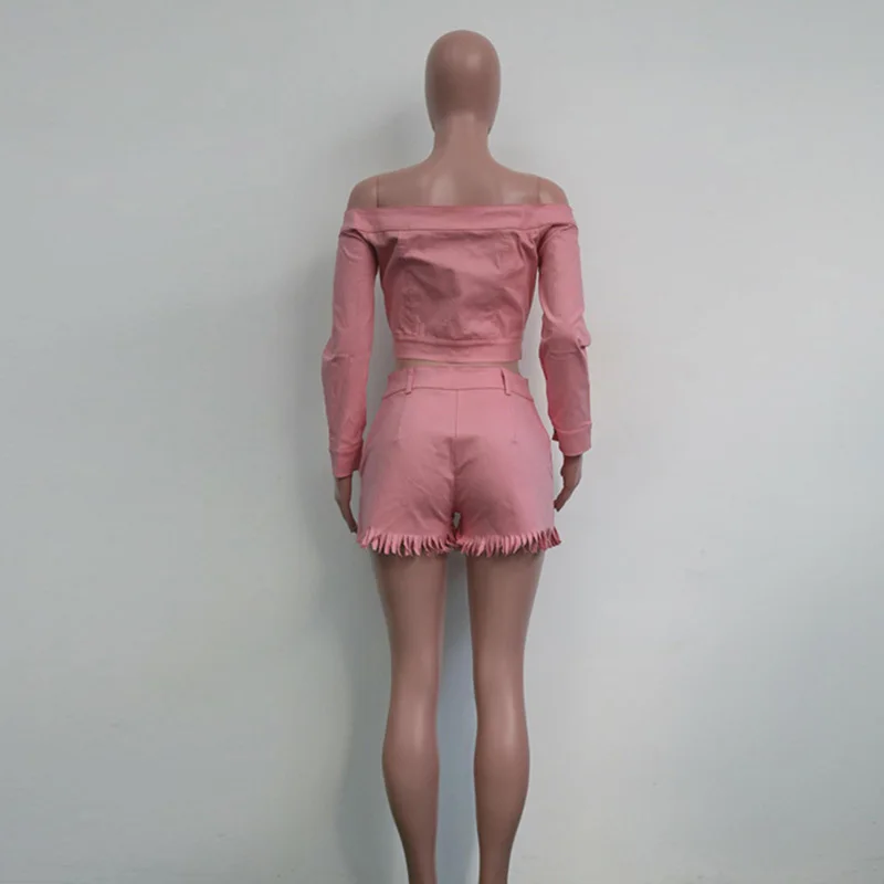 2018 осенний однотонный комбинезон с открытыми плечами женский сексуальный