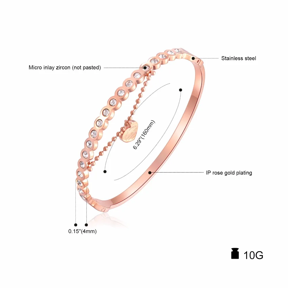 2016 Новый Дизайн Бренда Ювелирные Изделия Сердце CZ Кристалл Винт Браслет Розового