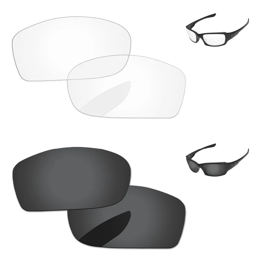 

Сменные линзы для квадратных очков Fives, черные и кристально прозрачные, 2 пары, оправа для солнцезащитных очков, 100% защита от Уфа и уфв