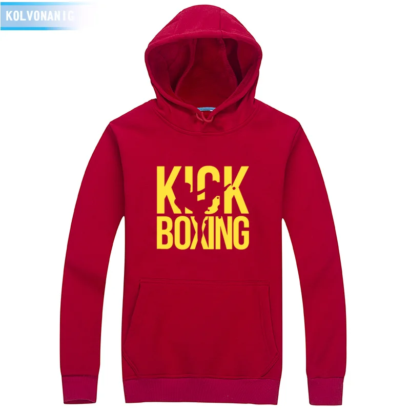 Kick Boxing толстовки с принтом повседневные мужские зимние утолщенные теплые пальто толстовки унисекс с капюшоном спортивный костюм для мужчин пуловер Одежда - Цвет: Red 01