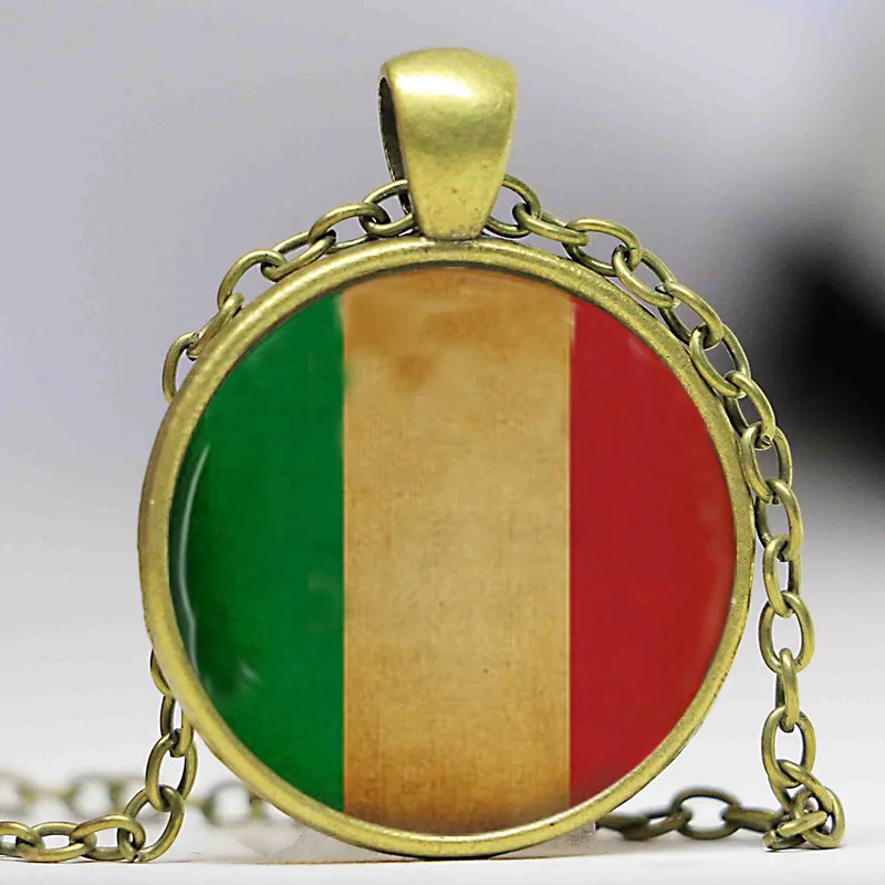 Ожерелье с подвеской итальянским флагом цепочка в стиле стимпанк для мужчин -