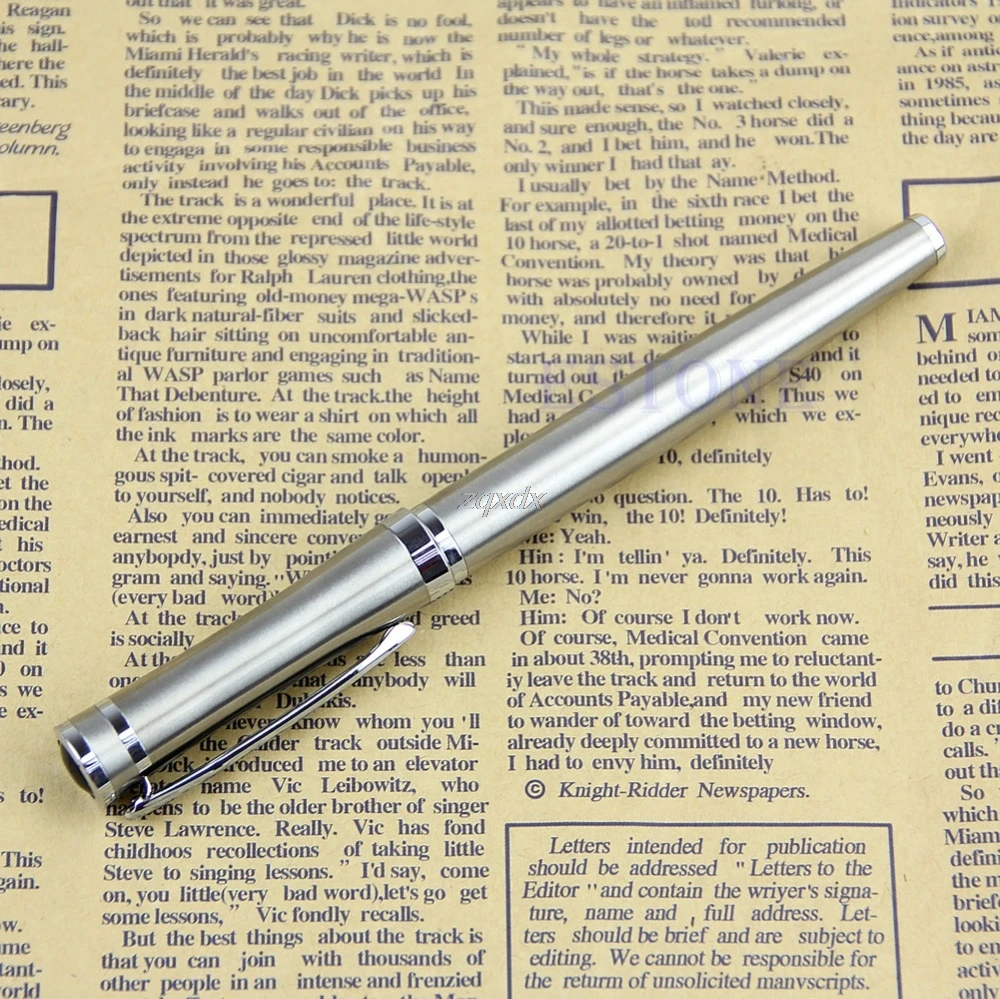 

Silver Fountain Pen BAOER 3035 Stainless Steel Metal Medium Nib Whosale&Dropship