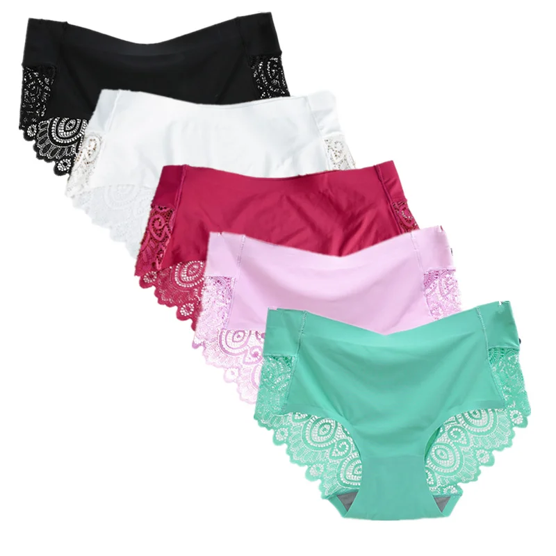 1 5 шт./лот, Размеры M, L, XL, размера плюс, сексуальные трусы с дырочками, красивые удобные трусики, женское кружевное шелковое нижнее белье - Цвет: 1