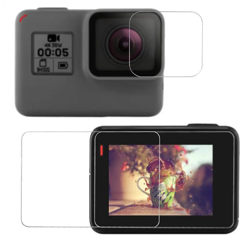 

Защитная пленка для экрана из закаленного стекла с полным покрытием для GoPro Go pro Hero 5/6/7, черный, серебристый/белый чехол для объектива спортив...