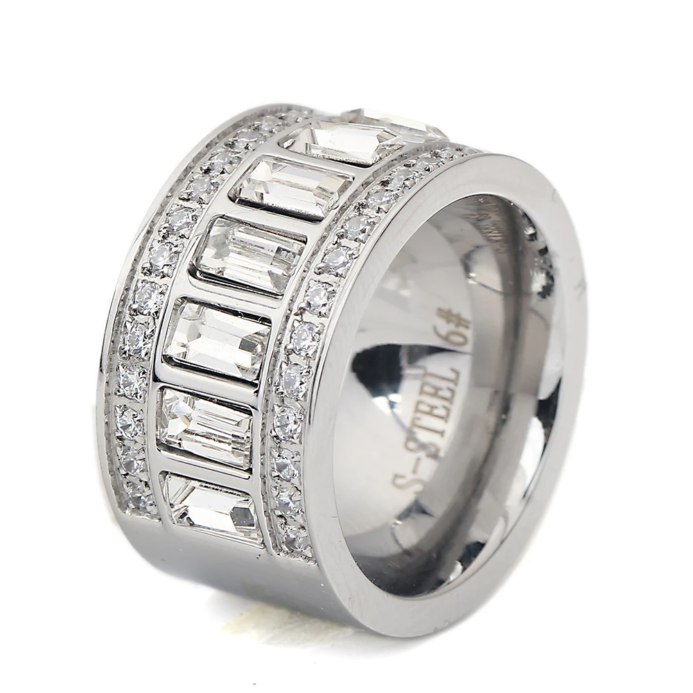 Женское мужское кольцо из нержавеющей стали обручальное с фианитом ювелирные