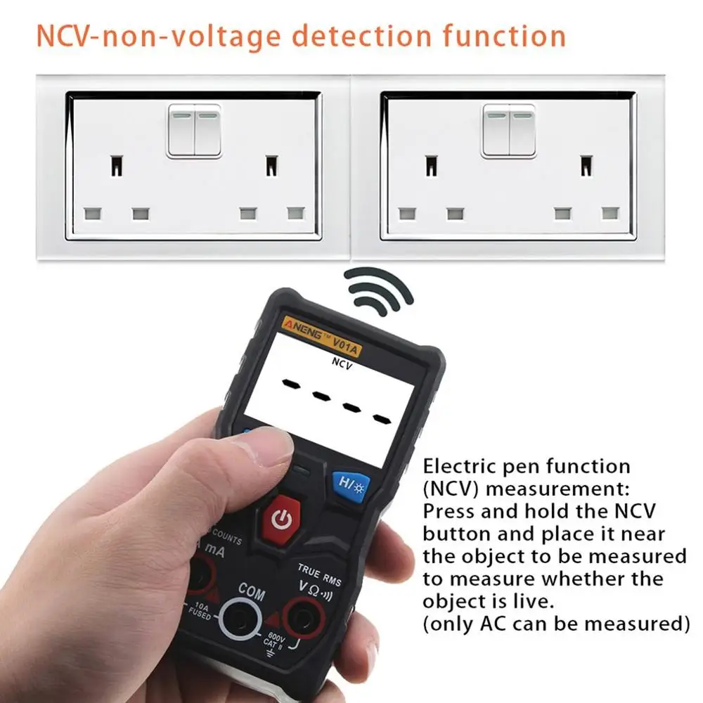 ANENG V01A Telt Digitale мультиметр тестер True RMS intelligente NCV AC/DC гаечный Stroom Ohm тестовый